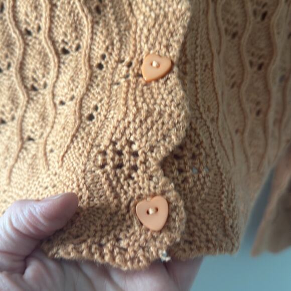 LUSH Apricot Soft Knit Heart Button Sweater | NWT | Size Small - Picture 5 of 8